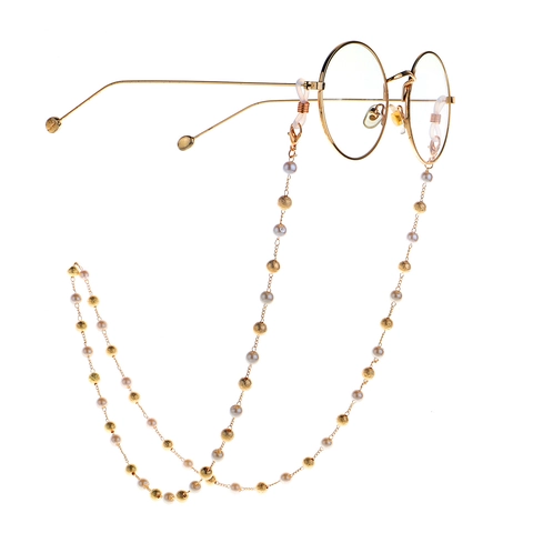 Fashion Glasses Chain Metal Eyewear Lanyard Faux Artificial Pearl Frosted Bead Anti-Slip Neck Strap For Women Elegant Jewelry