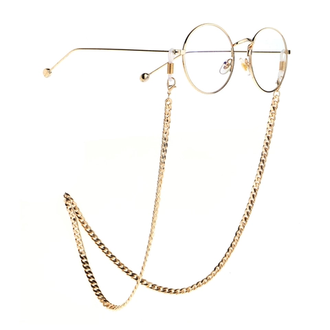 Stainless Steel Glasses Chain Gold Color Curb Link Anti Slip Sunglasses Cord Eyewear Holder Neck Strap For Women Men