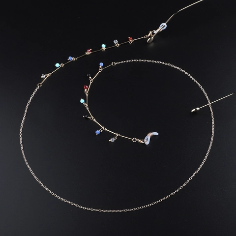 Fashionable Colorful Beads Glasses Chain Handmade Metal Eyewear Strap Anti-Lost Simple Decorative Cord For Sunglasses