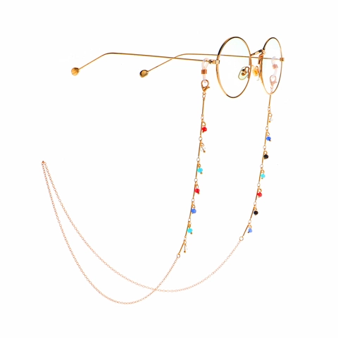 Fashionable Colorful Beads Glasses Chain Handmade Metal Eyewear Strap Anti-Lost Simple Decorative Cord For Sunglasses