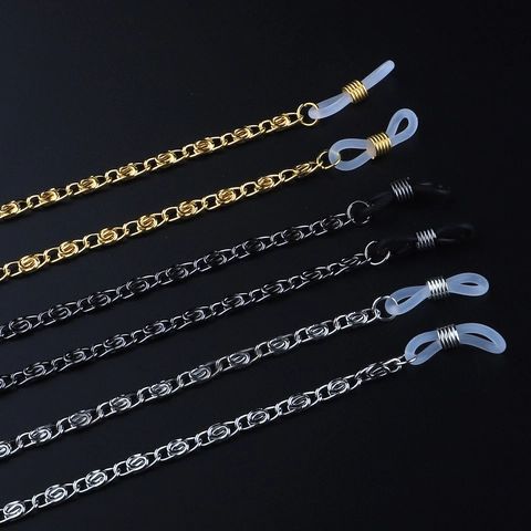 Cadena De Gafas Antideslizante De Metal Cordón Para Gafas Bucles De Silicona Ajustables Correa