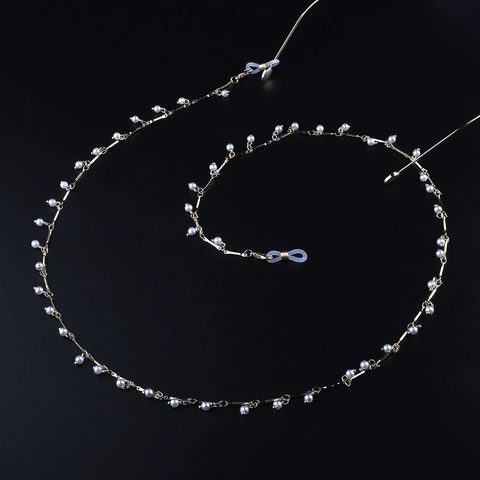 Catenella Per Occhiali Fatta A Mano In Metallo Con Künstliche Perle Sintetiche Bianche Cordino Antiscivolo Da Donna Accessorio Decorativo