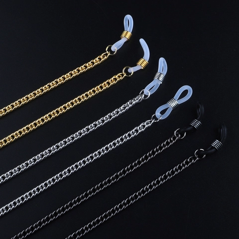Cadena De Gafas Metal Cordón De Gafas Antideslizante Cordón Con Bucles Silicona Soporte Ajustable Elegante