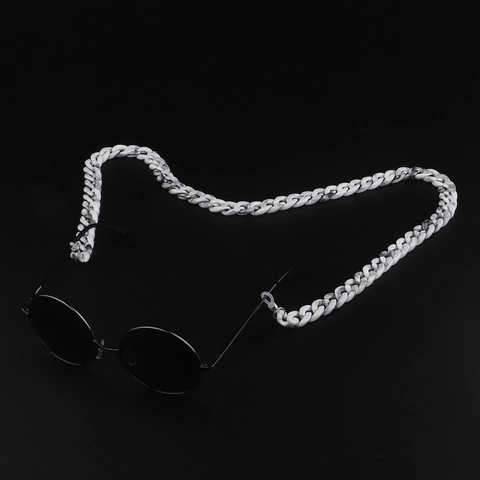 Chunky Eyeglass Chain Acrylic Resin Marble Leopard Print Anti-Slip Retro Glasses Holder Strap For Women