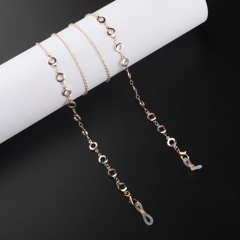 Glasses Chain Copper Metal Hollow Round Charms Anti-Slip Sunglasses Strap Holder Gold Tone Retro Elegant For Women