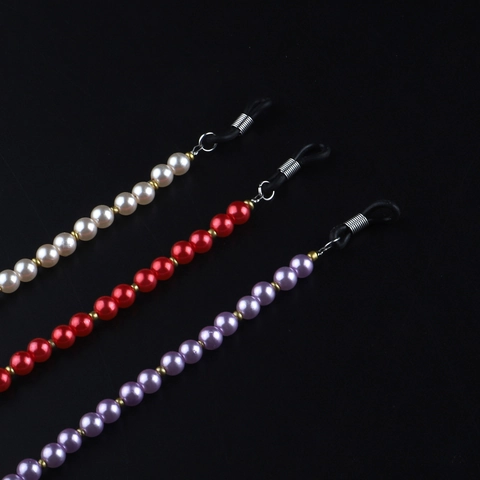 Faux Artificial Pearl Glasses Chain Anti-Lost Eyewear Lanyard Decorative Sunglasses Strap With Silicone Loops For Women