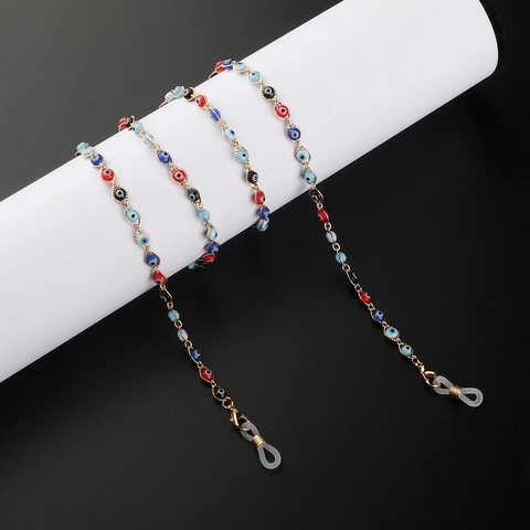 Evil Eye Glasses Chain Metal Alloy Enamel Beads Sunglasses Lanyard Non-slip Mask Holder Ethnic Style Accessories