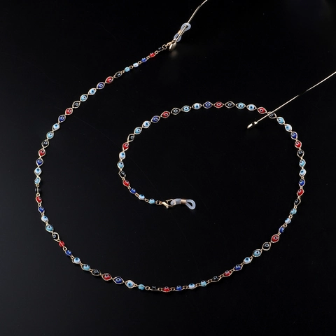 Evil Eye Glasses Chain Metal Alloy Enamel Beads Sunglasses Lanyard Non-slip Mask Holder Ethnic Style Accessories