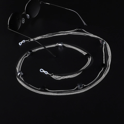 Catena Per Occhiali Multistrato Lega Con Perline Passanti In Silicone Antiscivolo Supporto Per Occhiali Collana Alla Moda