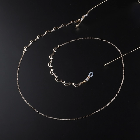 Fashion Gold Metal Moon Glasses Chain Eyewear Strap Anti Slip Crescent Charm Decorative Holder Accessories For Women