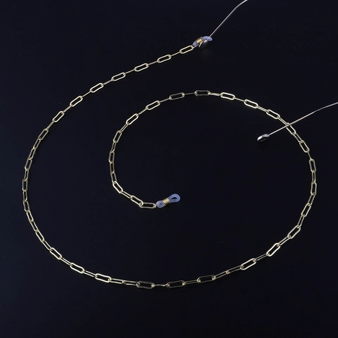 Minimalist Gold Metal Alloy Eyeglass Chain With Anti Slip Silicone Loops Fashion Paperclip Link Glasses Strap Holder