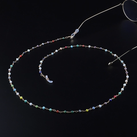 Cadena De Gafas De Cuentas De Cristal Coloridas Hechas A Mano Cordón De Gafas De Metal Antideslizante Para Mujer