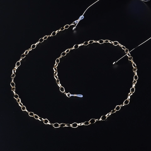 Gold Metal Glasses Chain Non-slip Eyewear Strap With Silicone Ends Oval Link Elegant Decorative Cord For Women Men