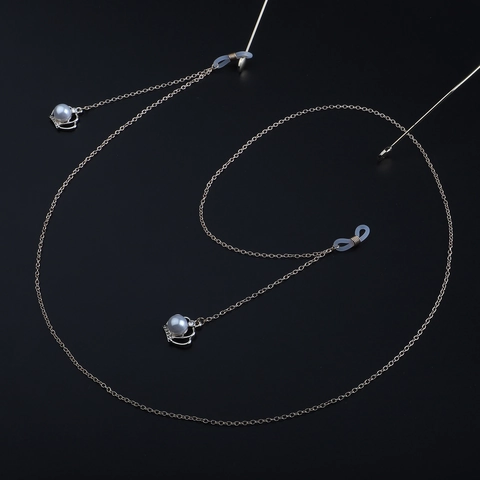 Catenella Per Occhiali Metallo Antiscivolo Cordino Con Ciondolo Perla Artificial Corona Passanti Silicone Regolabili Per Donna Moda