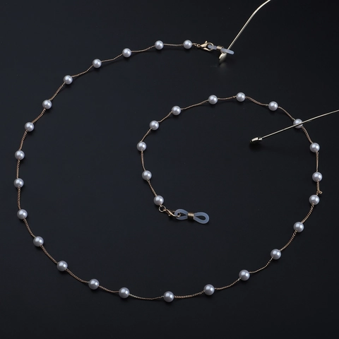 Catena Per Occhiali Elegante In Lega Dorata Con Künstliche Perle Bianche Cordino Antiscivolo Per Occhiali Da Sole E Da Vista