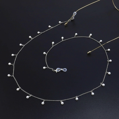 Catena Per Occhiali Elegante Metallo Künstliche Perle Finte Antiscivolo Cordino Occhiali Donne Retrò Decorativo Con Silicone