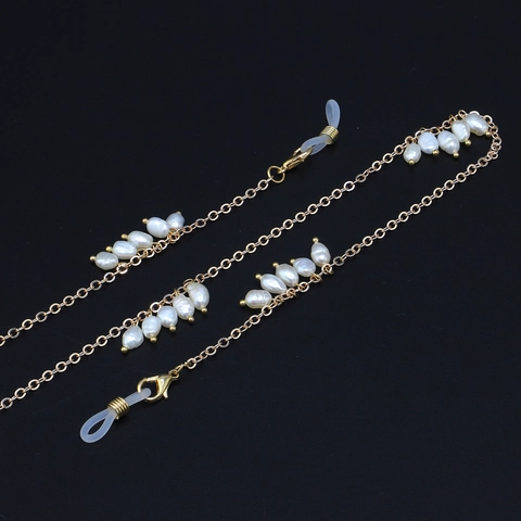 Elegant Glasses Chain Gold Metal Lanyard With Artificial Baroque Pearls Anti-Slip Eyewear Strap For Women Fashion Accessory