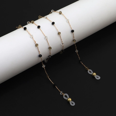 Handmade Fashion Glasses Chain Gold Metal Link With Colorful Crystal Beads Anti-Slip Universal Eyewear Strap For Women