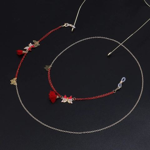 Fashion Butterfly Flower Glasses Chain For Women Alloy Enamel Anti-Slip Eyewear Holder Decorative Mask Lanyard Strap