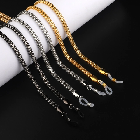 Cadena De Metal Para Gafas Cordón Antideslizante Con Bucles De Silicona Ajustables Soporte Antipérdida Para El Cuello