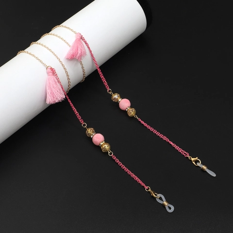 Glasses Chain With Tassels And Frosted Beads Alloy Non-slip Eyewear Lanyard For Sunglasses Decorative Multi-color