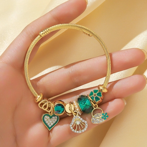 Pulsera Con Dije De Corazón Aleación Diamante De Imitación Ajustable Personalizada Joyería De Moda Para Mujer Regalo