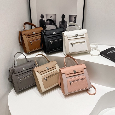 Elegante Dames Handtas Van PU Leer Met Lychee Structuur Schoudertas En Crossbody Tas Voor Dagelijks Gebruik Minimalistisch