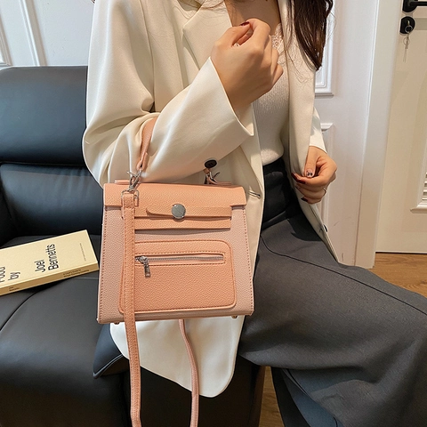 Elegante Dames Handtas Van PU Leer Met Lychee Structuur Schoudertas En Crossbody Tas Voor Dagelijks Gebruik Minimalistisch