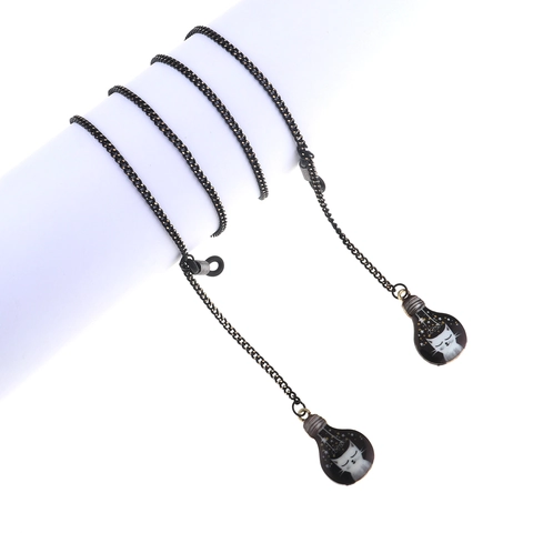 Black Metal Glasses Chain Eyewear Strap Non Slip Holder With Cat Starry Sky Light Bulb Pendants Fashion Accessories