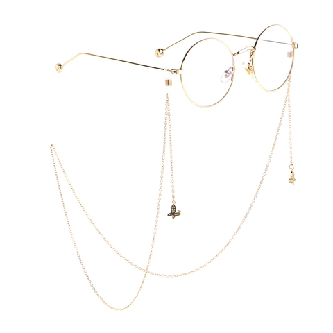 Glasses Chain Metal Non Slip Butterfly Pendant Rhinestone Eyewear Strap Holder Decorative Neck Cord For Women Fashion