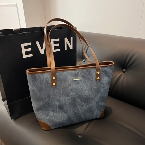 Grand Sac Cabas Pour Femme En Cuir PU Texture Marbrée Vintage Sac À Main Épaule Avec Poche Zippée Style Pendulaire