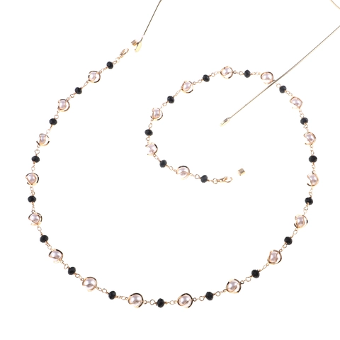 Catenella Per Occhiali Elegante Con Lega Di Metallo Künstliche Perle Sintetiche E Künstliche Perle Di Cristallo Cordino Antiscivolo Da Donna Moda