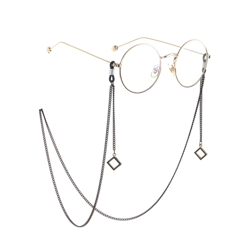 Mode Brillen Kette Metall Schwarz Einfach Quadratisch Anhänger Brillenband Anti Rutsch Sonnenbrille Strap Geometrische Halsschnur