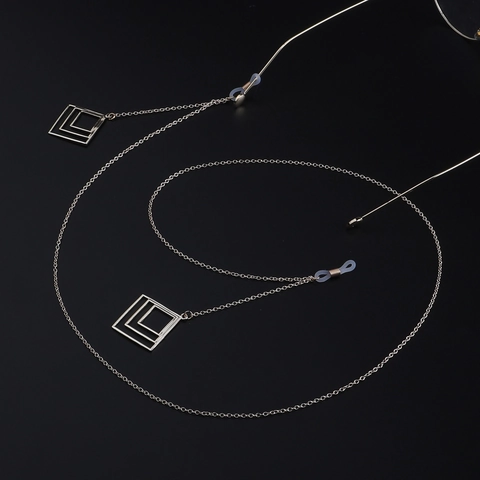 Fashion Metal Glasses Chain Anti-Slip Eyewear Strap Geometric Square Pendants Neck Cord For Sunglasses