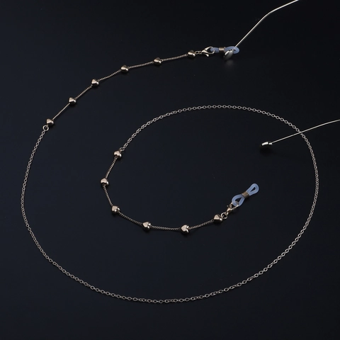 Elegant Heart Bead Glasses Chain Metal Alloy Anti-Slip Eyewear Lanyard Holder For Sunglasses Reading Glasses Neck Strap