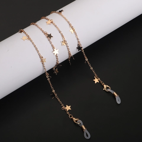 Gold Star Eyewear Chain Metal Glasses Lanyard Handmade Anti Slip Minimalist Fashion Neck Strap Holder