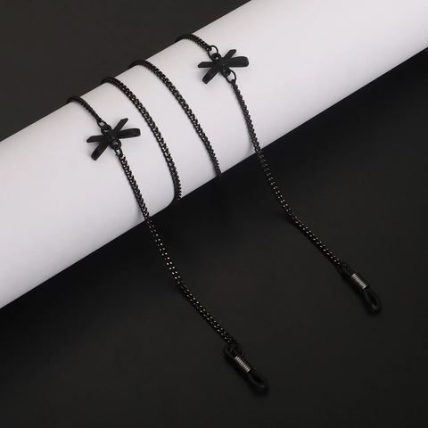 Anti-slip Glasses Chain Metal Eyewear Strap Black Bowknot Pendant Necklace Decorative Sunglasses Holder