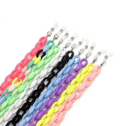 Acrylic Glasses Chain Anti-slip Big Link Eyewear Strap For Sunglasses Colorful Lightweight Lanyard With Silicone Loops