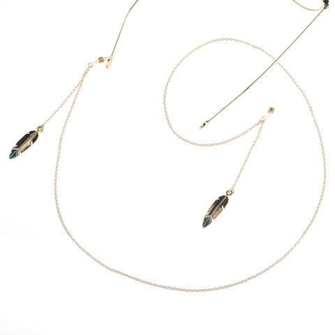 Glasses Chain Metal Anti Slip Eyeglass Strap With Gold Feather Leaf Pendant Retro Neck Cord For Sunglasses Eyewear