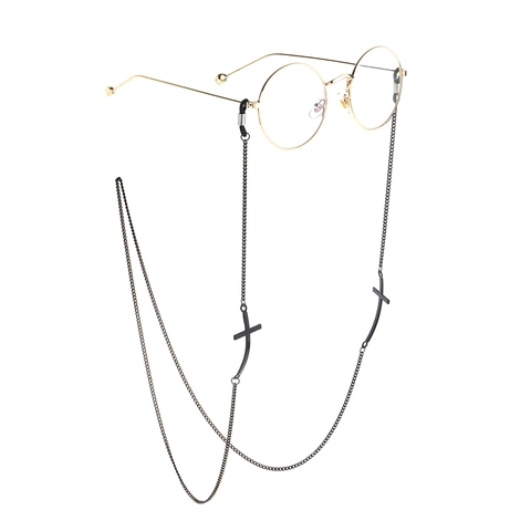 Anti-slip Glasses Chain Copper Metal Gothic Cross Pendant Eyeglass Strap Cord Retro Fashion Accessories