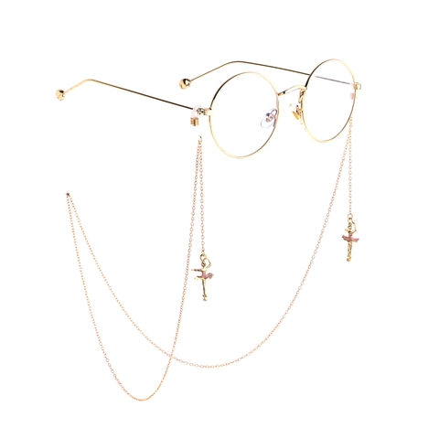 Ballerina Dancer Charm Glasses Chain Metal Rhinestone Non Slip Eyewear Lanyard Fashion Decorative Sunglasses Strap Women