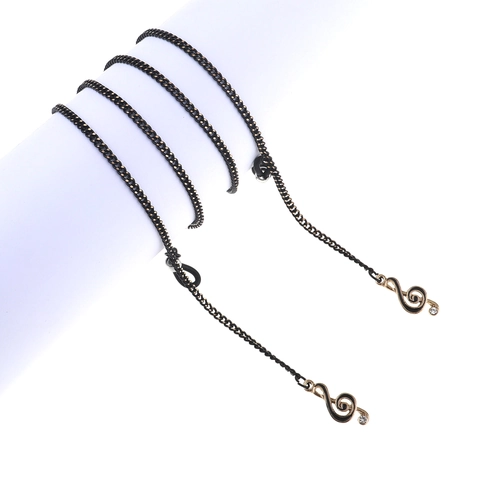 Glasses Chain Metal Anti-Slip Eyewear Strap With Music Note Treble Clef Pendant Rhinestone Decoration For Sunglasses