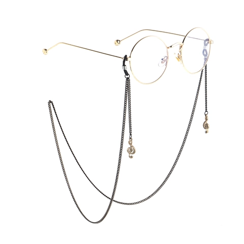 Glasses Chain Metal Anti-Slip Eyewear Strap With Music Note Treble Clef Pendant Rhinestone Decoration For Sunglasses