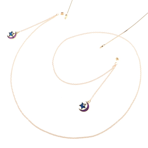 Gold Metal Glasses Chain With Enamel Star Moon Pendants Anti-Slip Eyewear Strap Retainer For Women