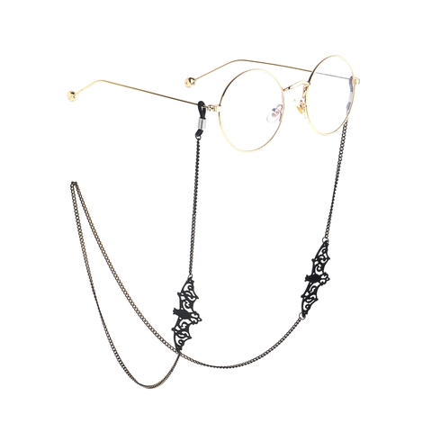 Gothic Bat Pendant Glasses Chain Copper Metal Anti-Slip Eyewear Strap Holder Eyeglass Neck Cord For Halloween Accessories