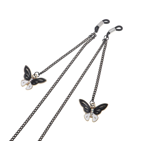 Butterfly Pendant Glasses Chain Metal Alloy Enamel Decorative Anti Slip Eyewear Strap Neck Hanging Holder For Women