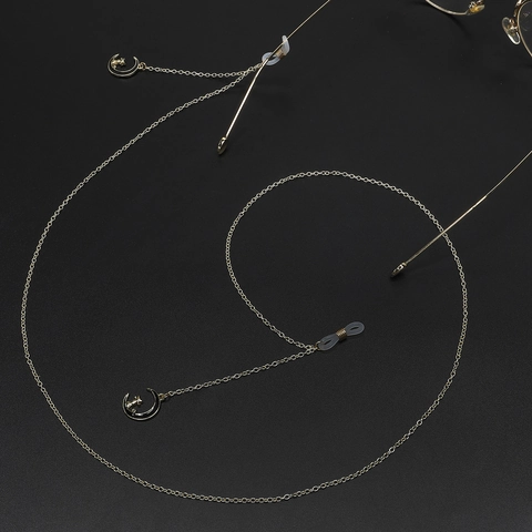 Brillenkoord Metaal Antislip Brillenketting Met Gouden Kat Maan Hanger Decoratieve Band Voor Zonnebrillen