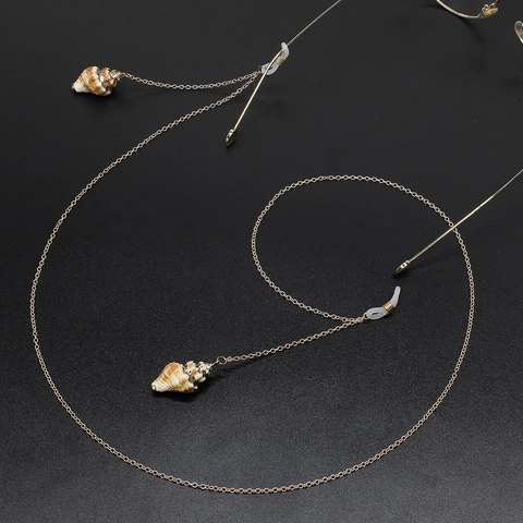 Handmade Metal Glasses Chain With Natural Conch Shell Non Slip Eyewear Lanyard Gold Bohemian Style For Women