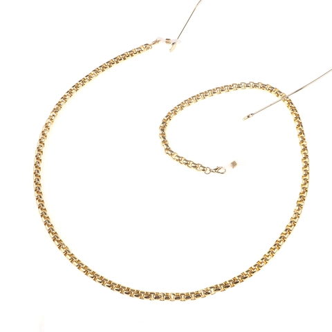 Gold Chunky Box Chain Glasses Chain Aluminum Metal Anti-Slip Eyeglass Strap With Silicone Loops Fashion Accessory