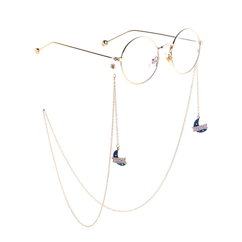Sunglasses Chain Anti Slip Gold Metal Alloy Enamel Moon Star Pendants Eyewear Cord Strap Space Theme Decorative Holder